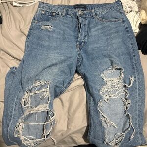 Aeropostale Light Blue Distressed Overalls